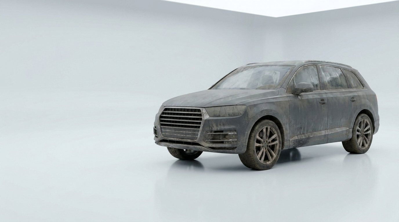 A luxury SUV in the Viva Motors studio, before detailing